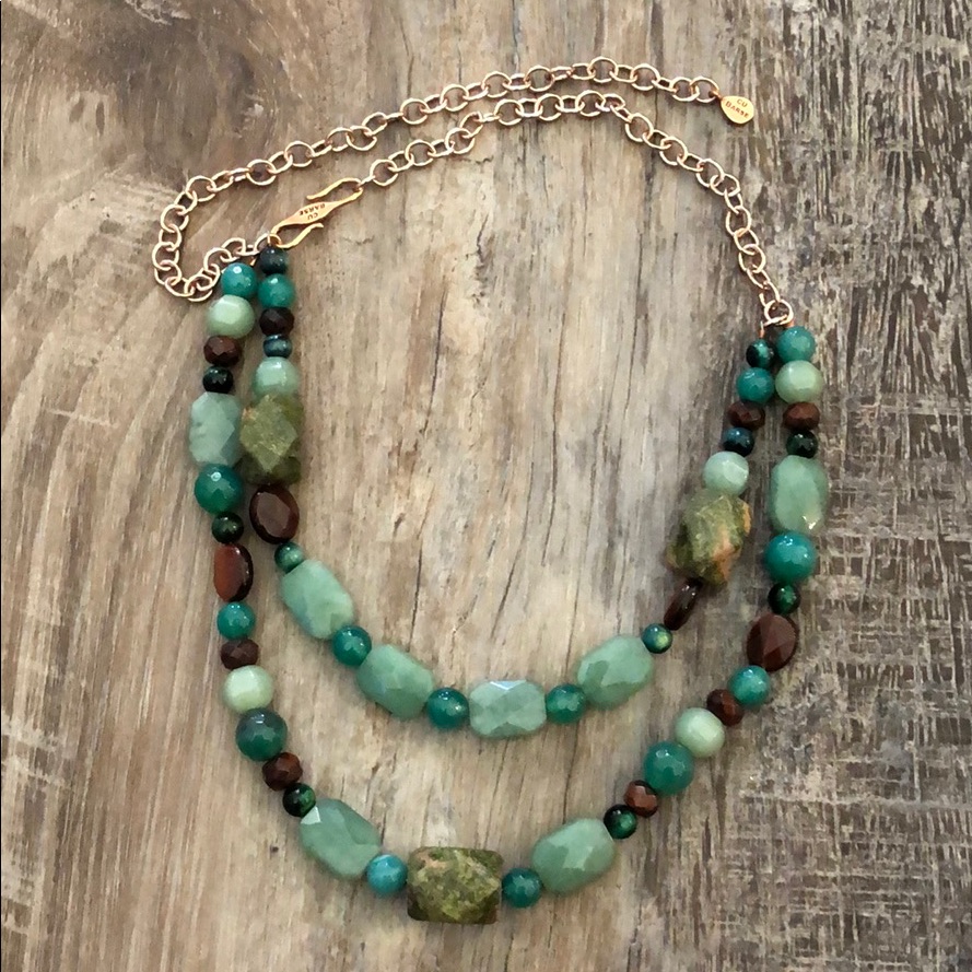 Barse Faceted Gemstone Double Strand Necklace